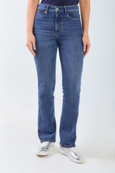 Jean cinco bolsillos bota recta tiro alto