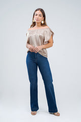 Jean flare tiro alto