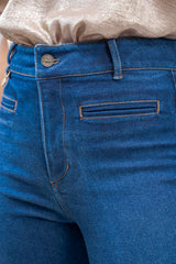 Jean flare tiro alto