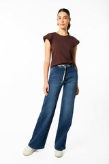 Jean wide leg con cordon
