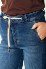 Jean wide leg con cordon