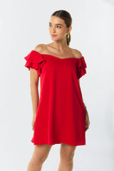 Vestido corto off shoulder escote corazón