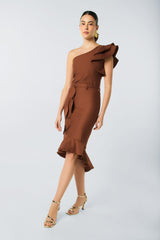 Falda midi asimétrica