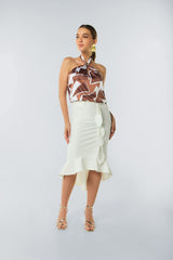 Falda midi asimétrica