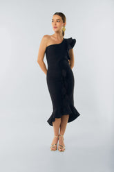 Falda midi asimétrica