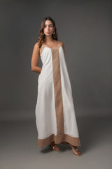 Vestido Largo de Tirantes con Bloques de Color – Silueta Regular Fit