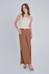 Blusa tiras en seda escote recto