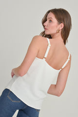 Blusa en crepe con detalle de moño en tira