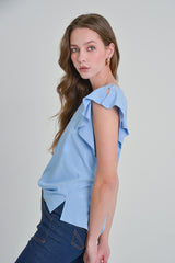 Blusa manga en golas abierta escote v en rayon