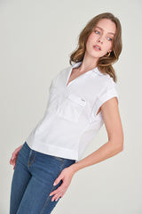 Blusa manga rodada silueta box