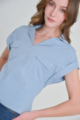 Blusa manga rodada silueta box