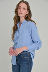 Camisa manga larga bolsillos parche con charreterra