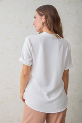 Bluson manga corta escote capitoneado