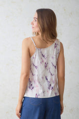 Blusa tiras en seda mamolada escote babero
