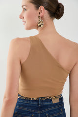 Blusa solo hombro con abertura en punto