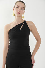 Blusa solo hombro con abertura en punto