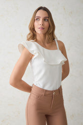 Blusa Escote solo hombro con bolero y tira de punto