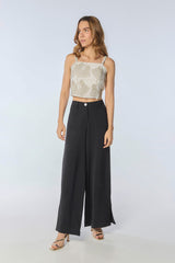 Crop top de tiras bordado