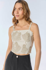 Crop top de tiras bordado