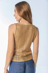 Blusa en crochet con foil manga sisa