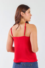 Blusa halter detalle con flor a tono