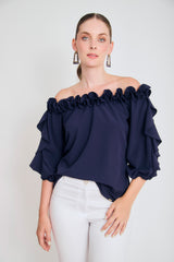 Blusa off shoulder ruche