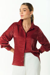 Camisa manga 3/4 efecto brillo