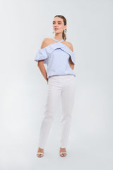 Blusa halter escote c/bolero juego rayas