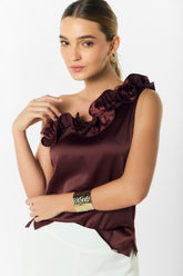 Blusa solo hombro con herraje con bolero