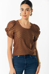 Camiseta manga corta efecto brillo