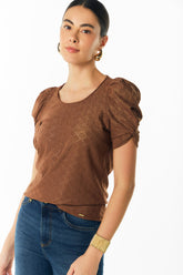 Camiseta manga corta efecto brillo