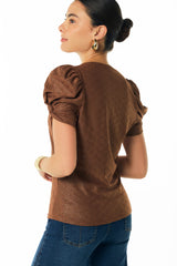 Camiseta manga corta efecto brillo