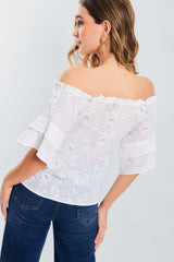 Blusa off shoulders hoja rota mg corta
