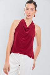 Blusa m/s escote babero de atar al cuello