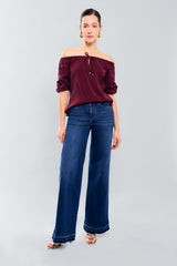 Blusa off shoulders m3/4 c/alforza