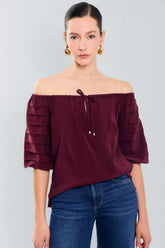 Blusa off shoulders m3/4 c/alforza