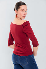 Blusa m3/4 banda entorchada en un hombro