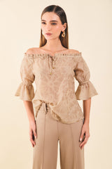 Blusa off shoulders gaza estampado