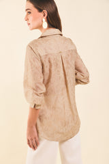 Camisa m/l en gaza estampado