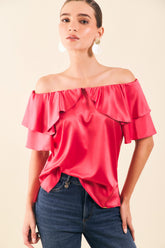 Blusa off shoulders c/bolero y mg campana