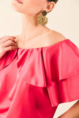 Blusa off shoulders c/bolero y mg campana