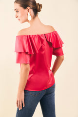 Blusa off shoulders c/bolero y mg campana