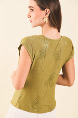 Blusa escote babero en punto