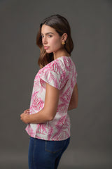 Blusa en popelina estampada