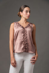 Blusa en sateen manga sisa