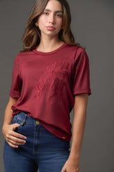 Camiseta Mujer Manga Corta con Cuello Redondo