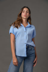 Blusa en Popelina Manga Rangla Abombada