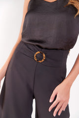 Pantalon palazzo con cinturon