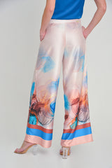 Pantalón palazzo en seda con cenefa