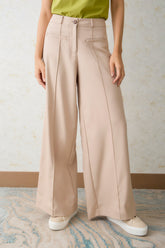 Pantalón palazzo bolsillos ribetes